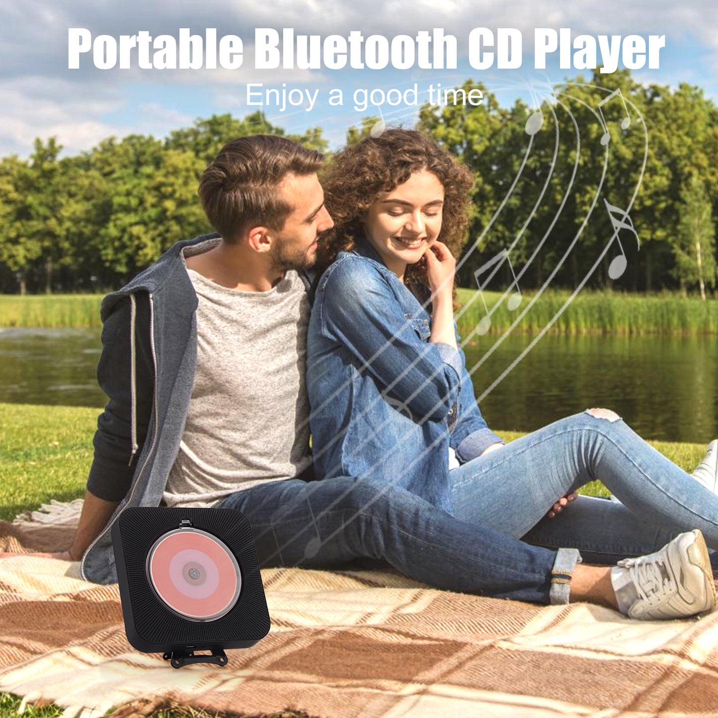 【Clearance Sale】Yintiny BLACK CD Player With Speaker, Portable CD Player For Home Decor