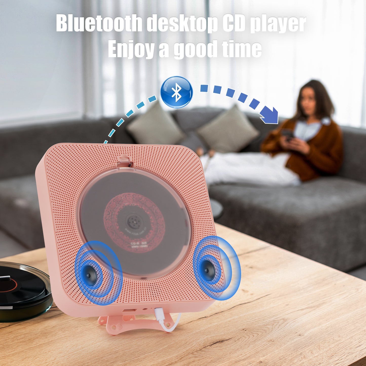 【Clearance Sale】Yintiny PINK CD Player With Speaker, Portable CD Player For Home Decor