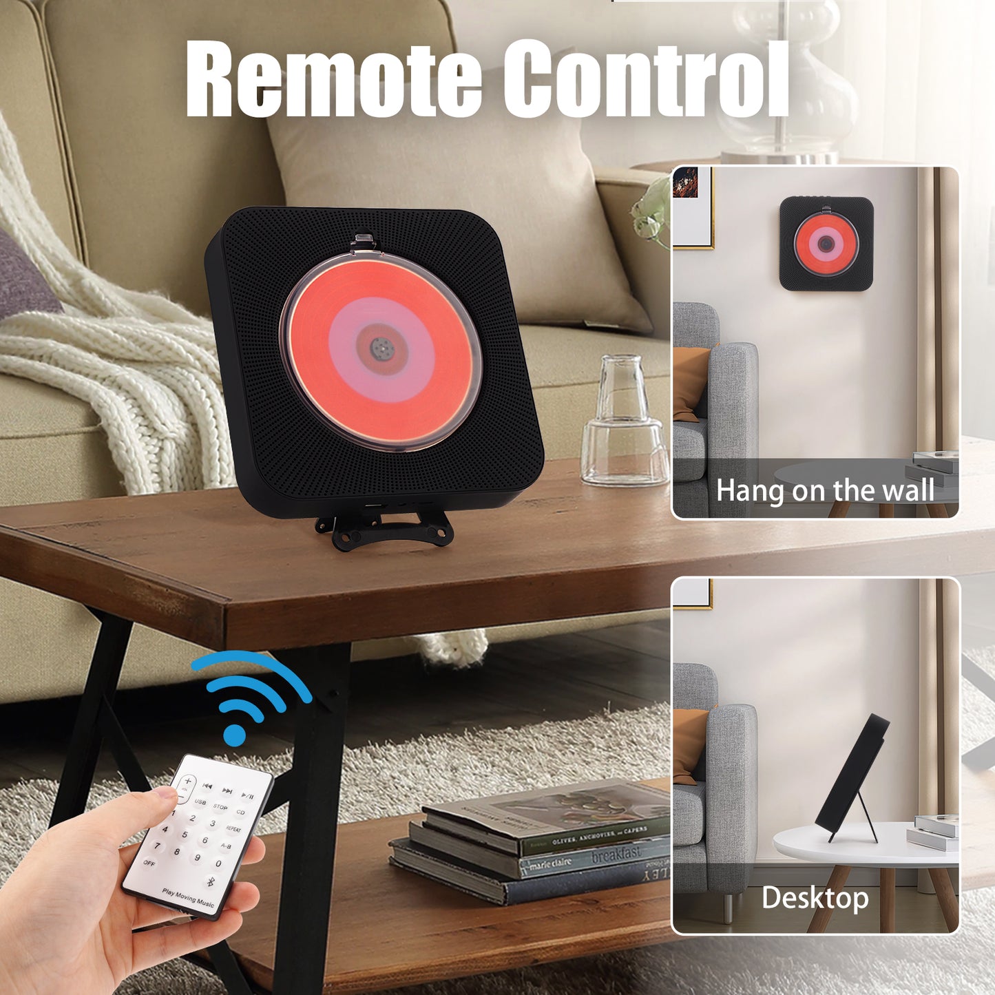 【Clearance Sale】Yintiny BLACK CD Player With Speaker, Portable CD Player For Home Decor