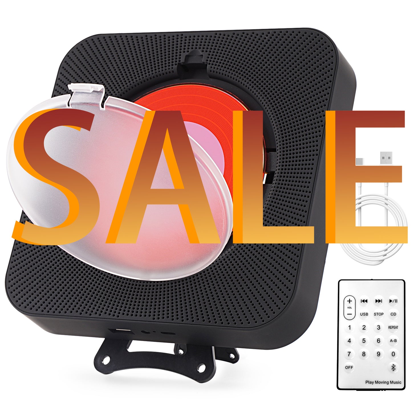 【Clearance Sale】Yintiny BLACK CD Player With Speaker, Portable CD Player For Home Decor