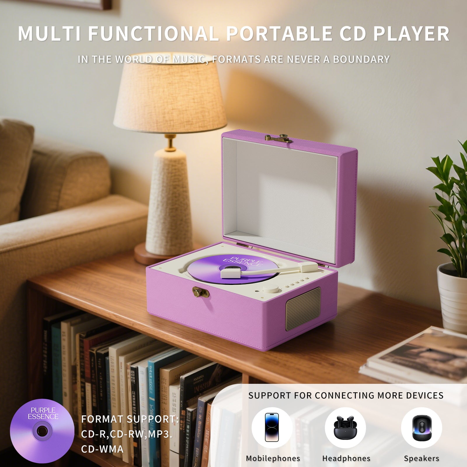Yintiny Time Music Box CD-speler Met Luidsprekers Roze - Oplaadbaar