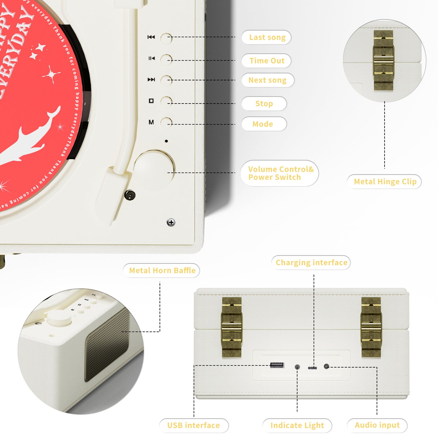 Yintiny Time Music Box-White