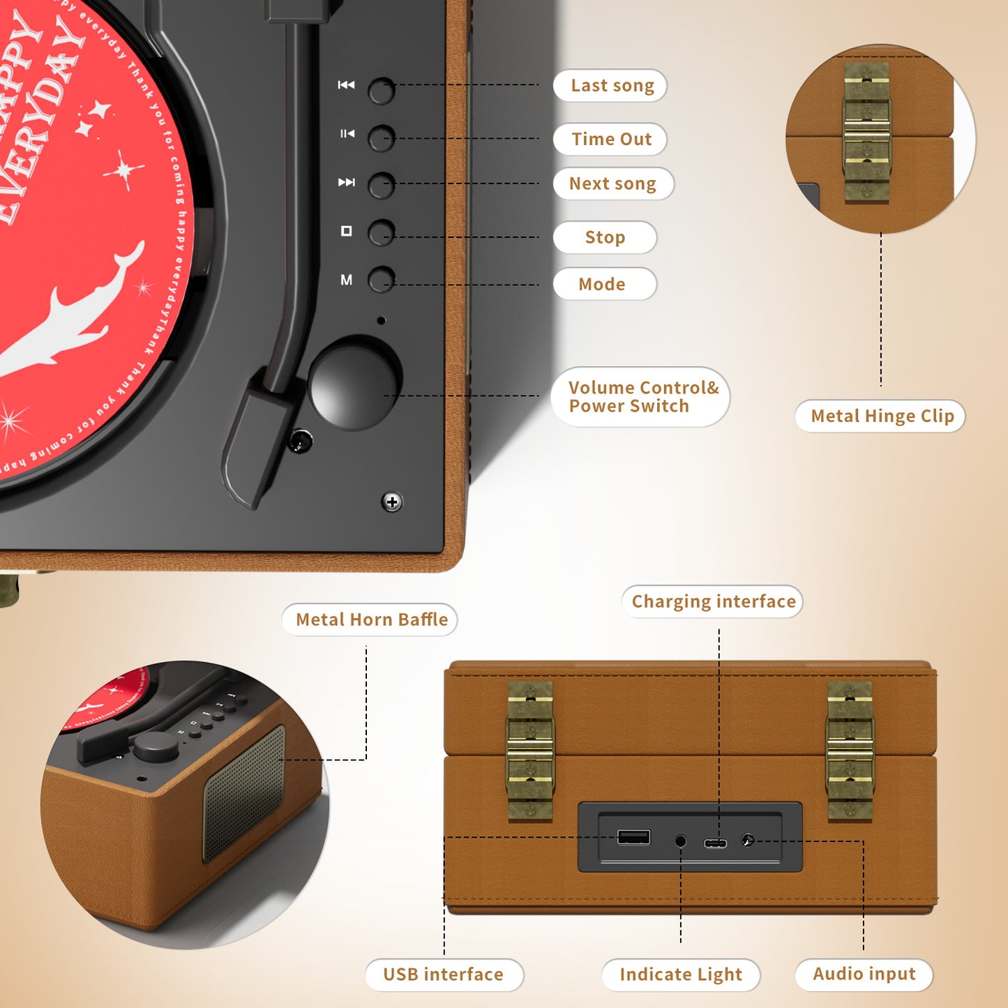 Yintiny Time Music Box-Brown