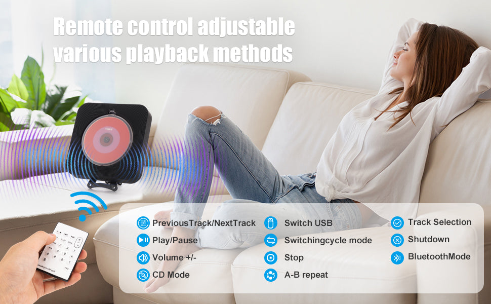 【Clearance Sale】Yintiny BLACK CD Player With Speaker, Portable CD Player For Home Decor