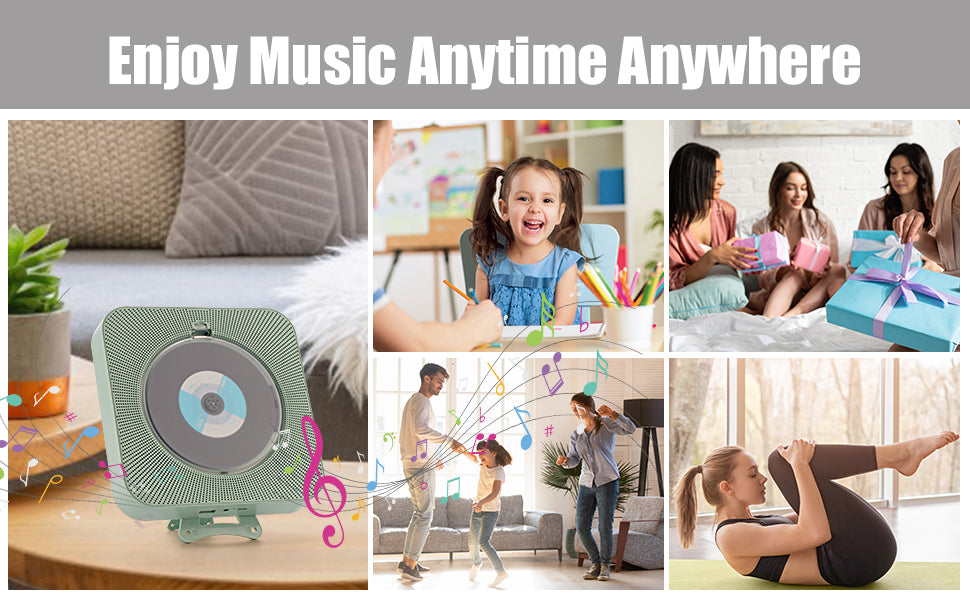 【Clearance Sale】Yintiny GREEN CD Player With Speaker, Portable CD Player For Home Decor