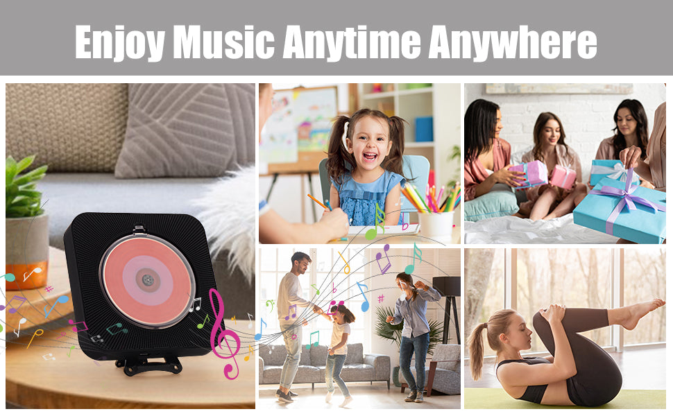 【Clearance Sale】Yintiny BLACK CD Player With Speaker, Portable CD Player For Home Decor