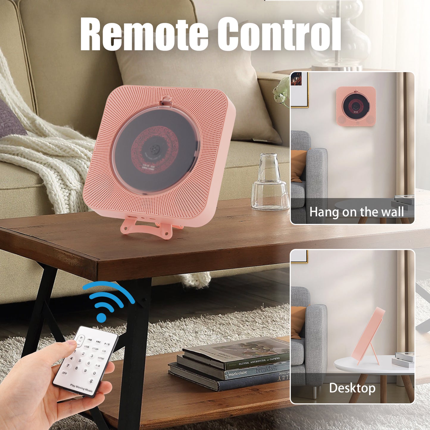 【Clearance Sale】Yintiny PINK CD Player With Speaker, Portable CD Player For Home Decor