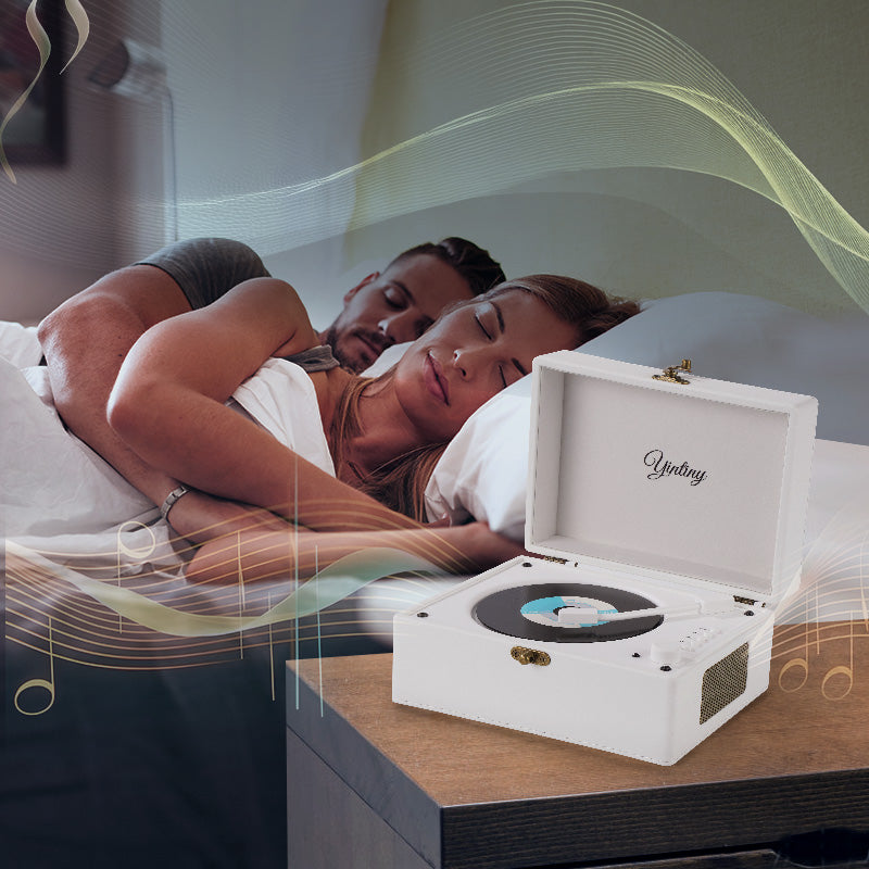Yintiny Rechargeable Leather CD Player with Speakers; Bluetooth Transmitter; Festival Gift; BGM Player for Home Decor