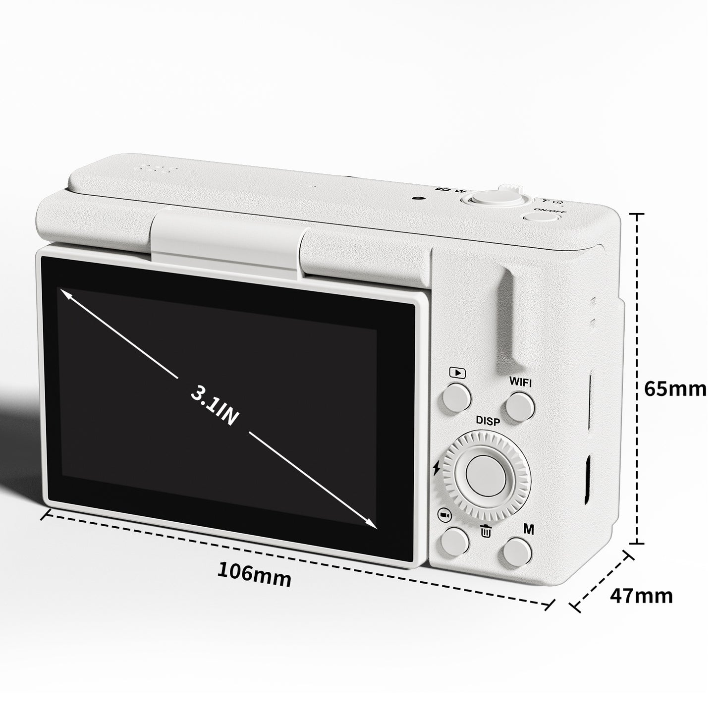 2K Digital Camera with 48MP Multi-Filter 16X Zoom Anti Shake, 3" LCD Screen Compact Vlogging Camera with 32G SD-Card, White
