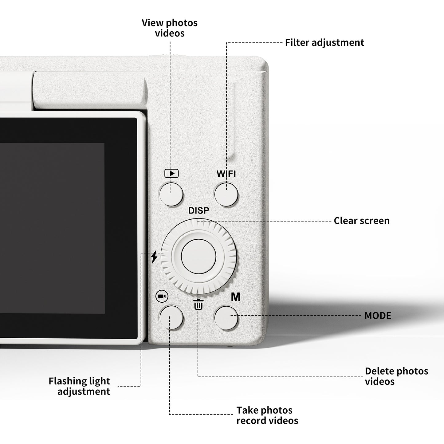 2K Digital Camera with 48MP Multi-Filter 16X Zoom Anti Shake, 3" LCD Screen Compact Vlogging Camera with 32G SD-Card, White