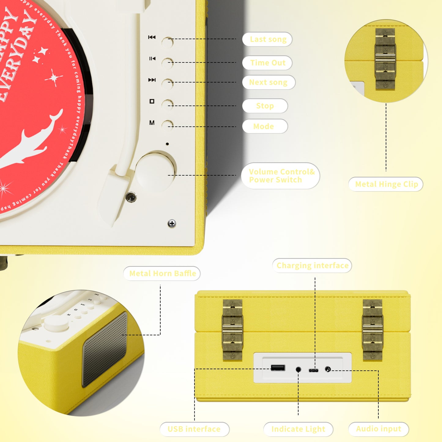 Yintiny Time Music Box-Yellow