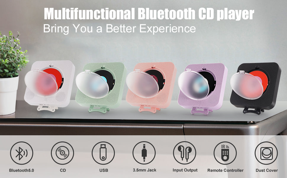 【Clearance Sale】Yintiny PINK CD Player With Speaker, Portable CD Player For Home Decor