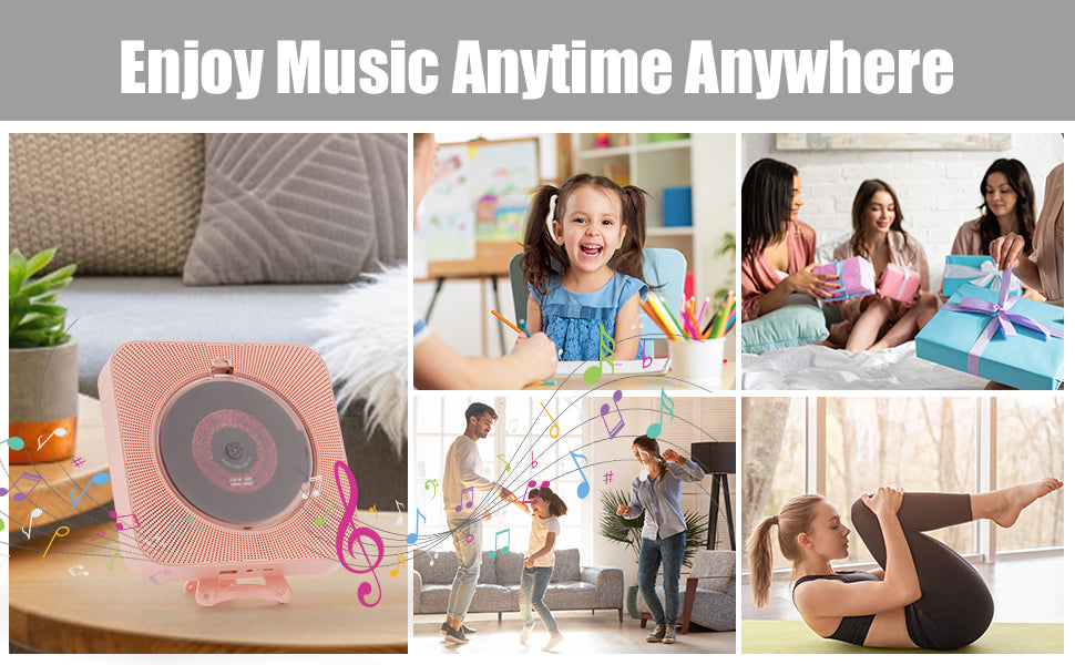 【Clearance Sale】Yintiny PINK CD Player With Speaker, Portable CD Player For Home Decor